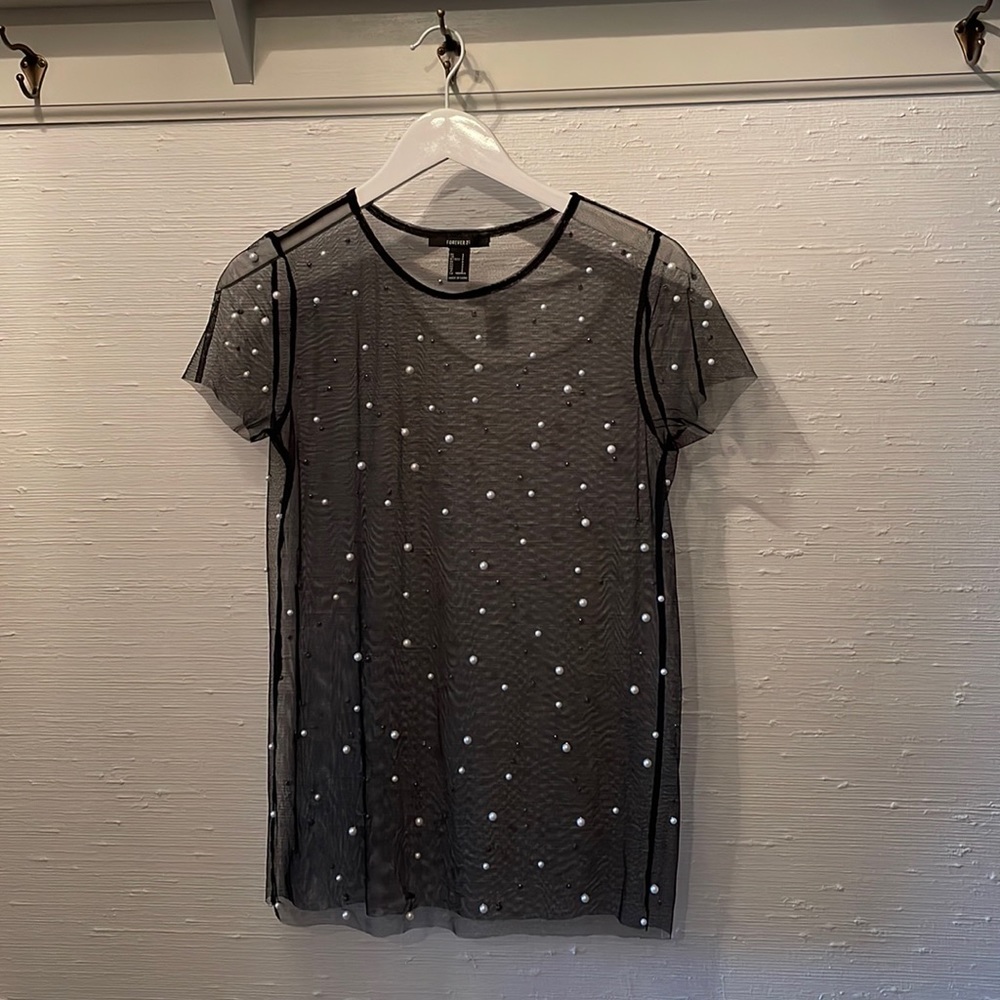 Sheer pearl top